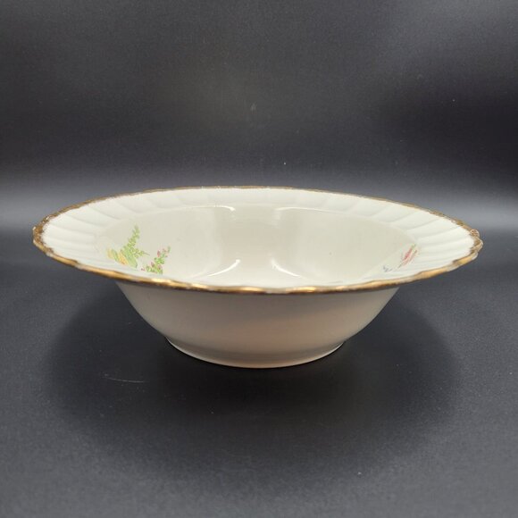 Vintage Hollyhock Bowl Sovereign Potters Canada Earthenware Gold Rimmed Read - Picture 4 of 13